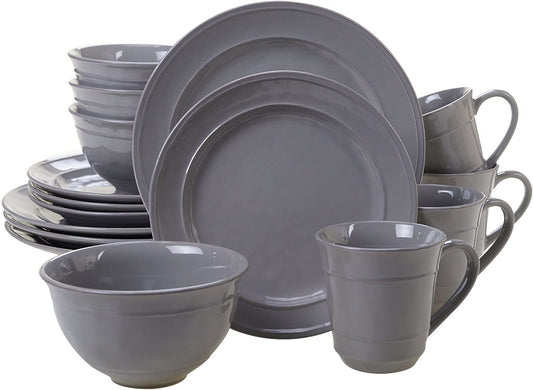 Certified International Orbit 16 pc. Dinnerware Set, Service for 4, Grey
