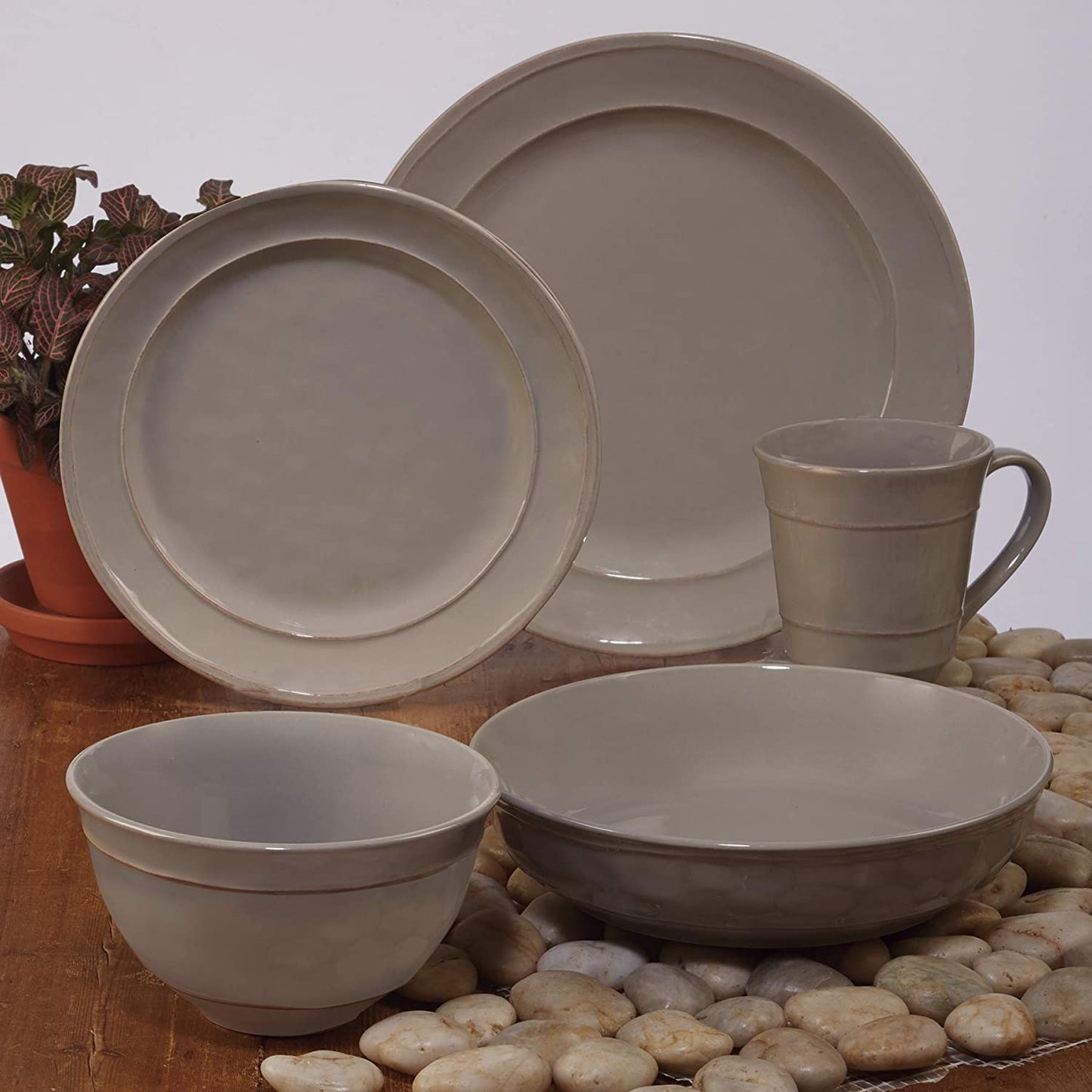 Certified International Orbit 16 pc. Dinnerware Set, Service for 4, Grey